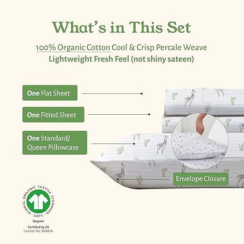 Vista 59 de California Design Den - Juego de sábanas tamaño individual, percal de 100% algodón orgánico fresco y suave, con esquinas profundas, transpirables