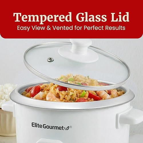 Miniatura 3 de Elite Gourmet ERC-003X - Arrocera eléctrica con mantenimiento automático del calor, hace sopas, guisos, granos, cereales calientes, 6 tazas cocidas