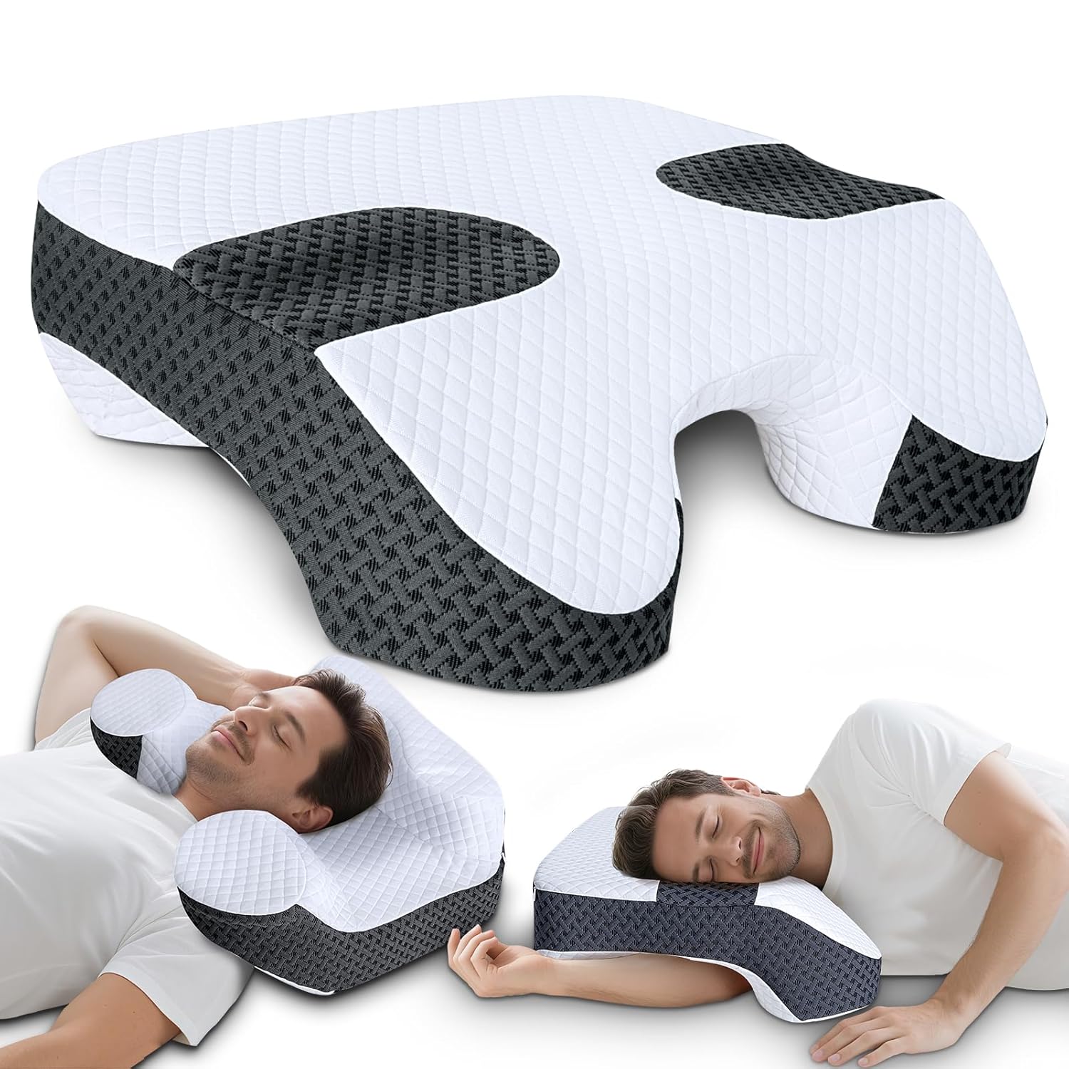 SAHEYER Side Sleeper Pillow with Arm Holes 2 in 1 Shoulder Relief System for Rotator Cuff Pain Memory