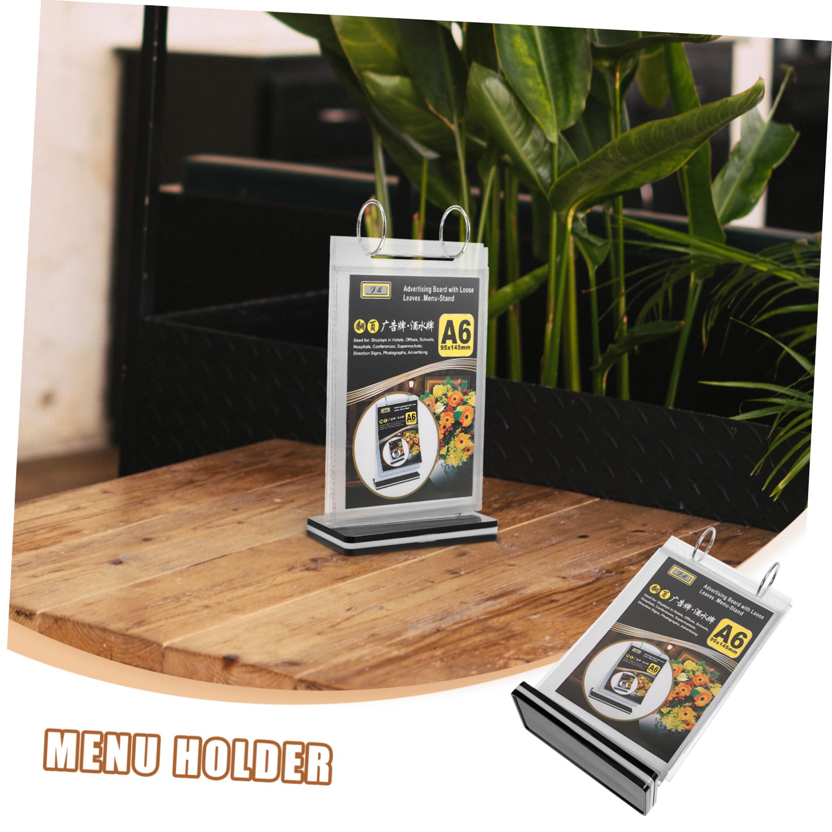 Uonlytech 12 Piezas Soporte de Menú Vertical para Base Estable Exhibidor para Restaurantes Soporte para Carteles de Información
