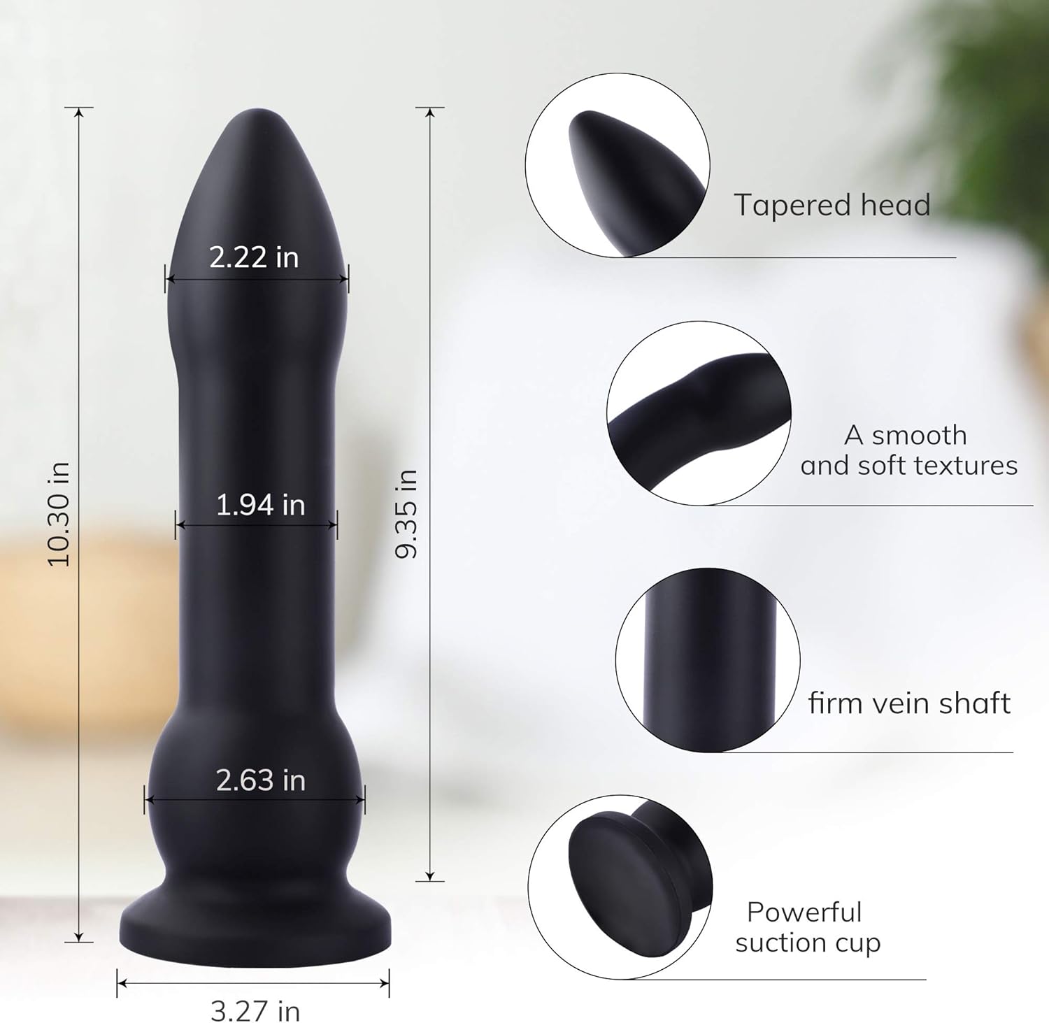 Realistic Dildo, Hismith 10.30 inch Silicone Dildo with Suction Cup, Flexible Dildo, Adult Sex Toy for Women and Man