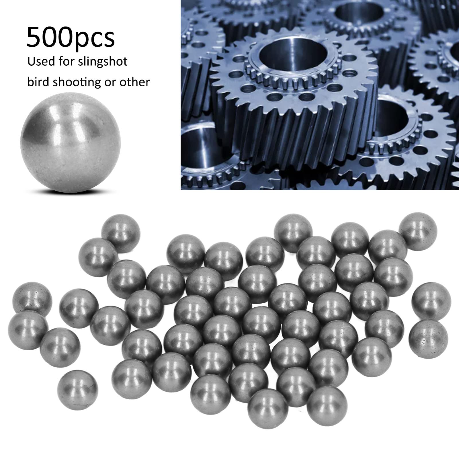 HERCHR Bola de Acero, 500 Piezas de Bolas de Acero de 8 MM Rodamiento de Bolas de Rodamiento de Bicicletas Sueltas Kit de Surtido de Bola de Acero de Rodamiento para Accesorios de Rodamiento