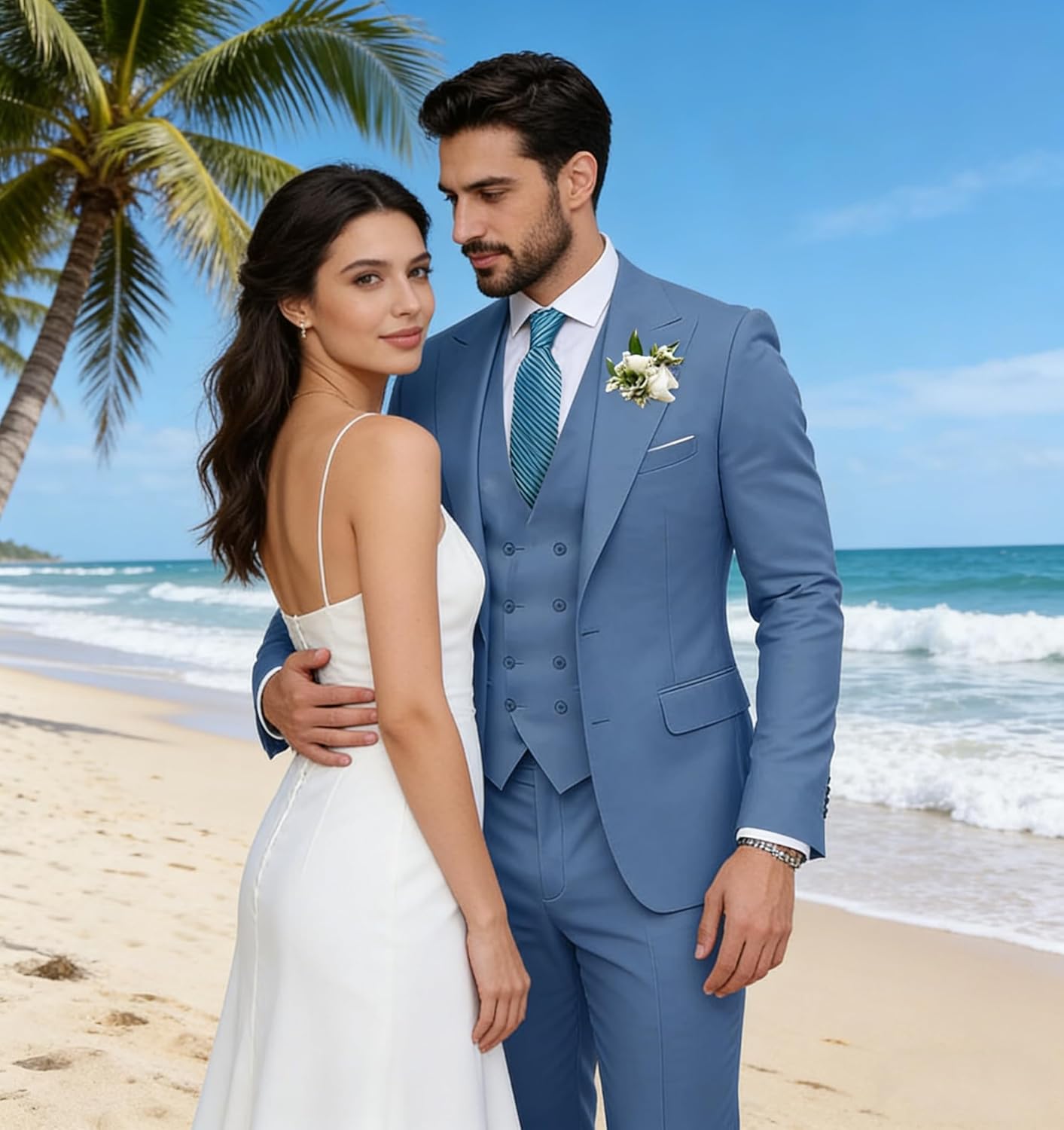 Mens Slim Fit 3 Piece Suit Set Double Breasted Men Suit for Wedding Mens Tuxedo Set Casual Business Prom Suits