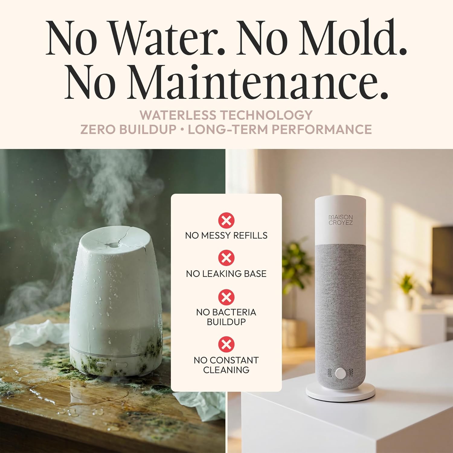 Waterless Essential Oil Diffuser (120ml Bottle) – Nebulizing Aroma Diffuser, 3 Intensity Levels, 1/3/6H Timer + Auto Mode, Warm Ambient Light, Up to 600 sqft