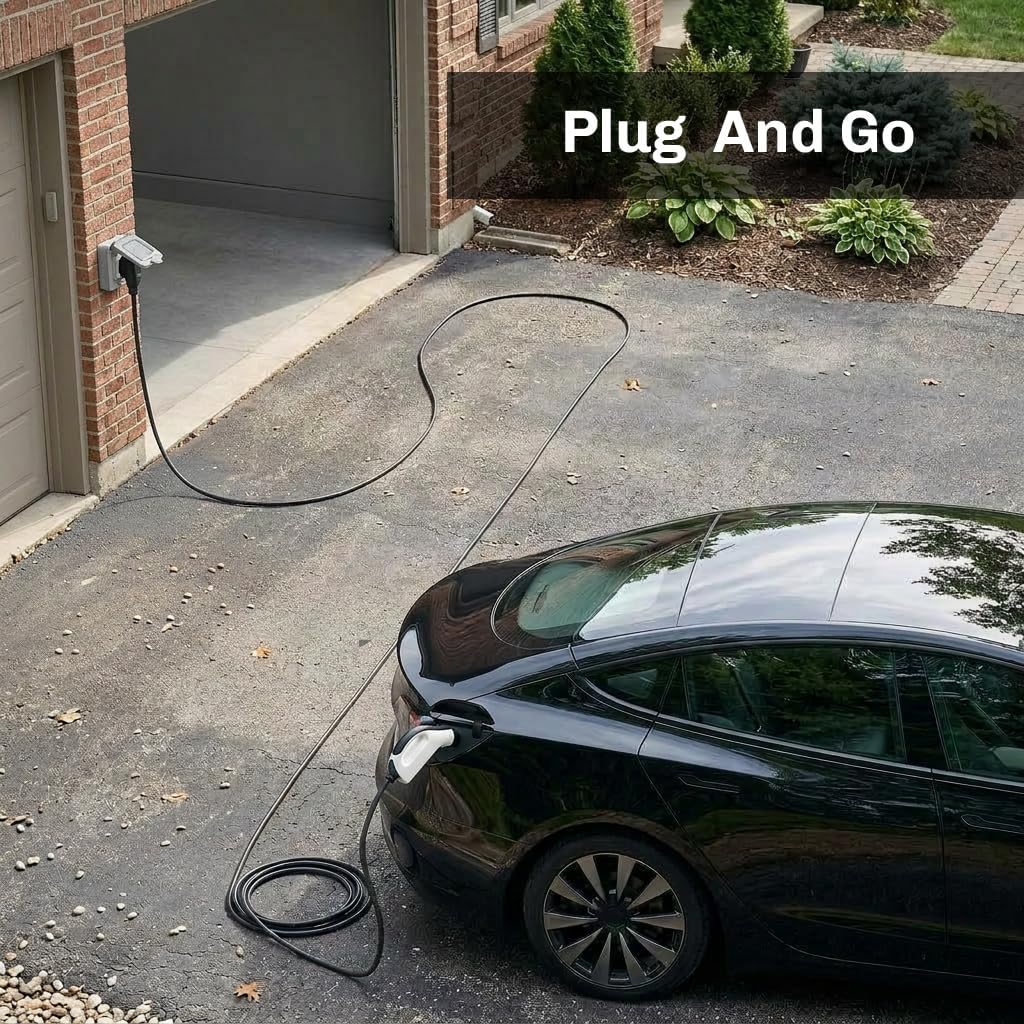 Best Volt EV Buddy Level 1 Portable Charger for Tesla, 120V 15A EVSE with NEMA 5-15 Plug, 25FT Extra Long Cable, IP55 Weatherproof Backup Travel Charging Cord for Model 3/Y/X/S/Cybertruck, Carry Bag