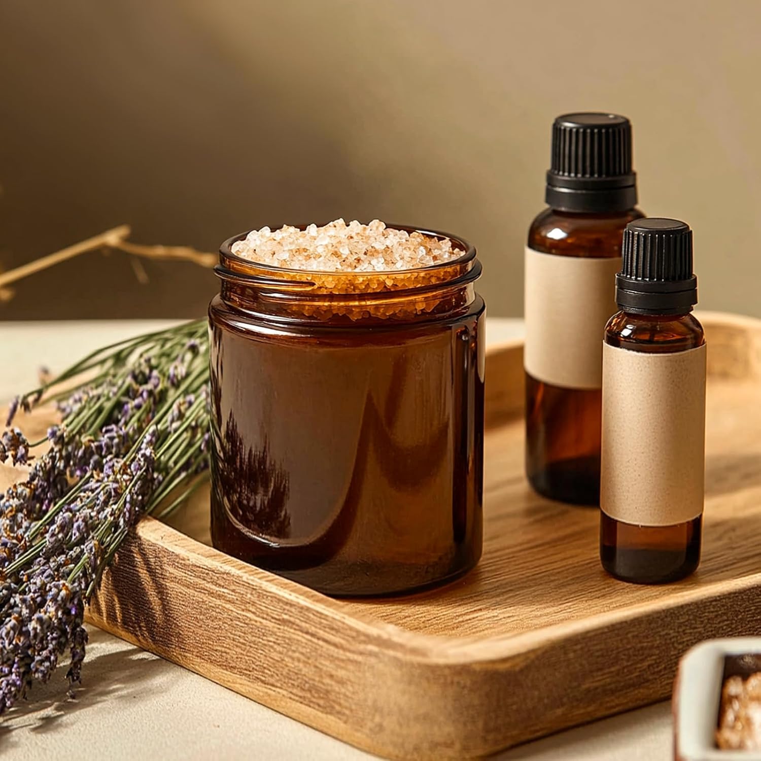 KEYWING 8 oz Candle Jars with Lids, 30 Pack Amber Glass Jars with Black Metal Lids, Round Candle Containers, Empty Jar for Making Candles, Powder, Liquid, Cream