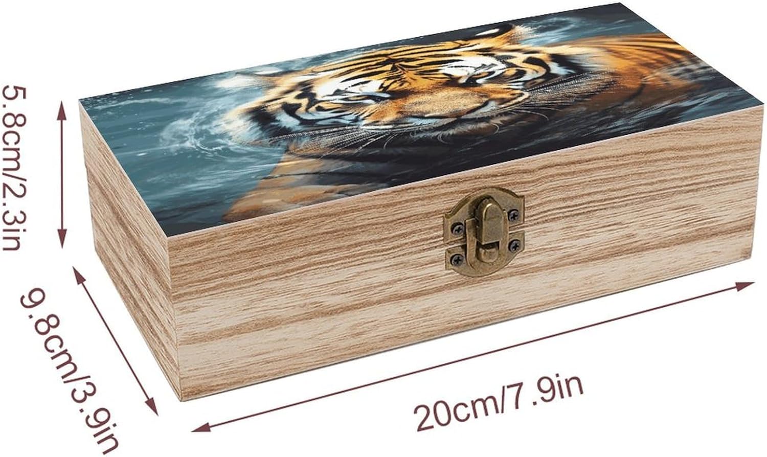 Wooden Storage Box with Hinged Lid Decorative Jewelry Box image 2
