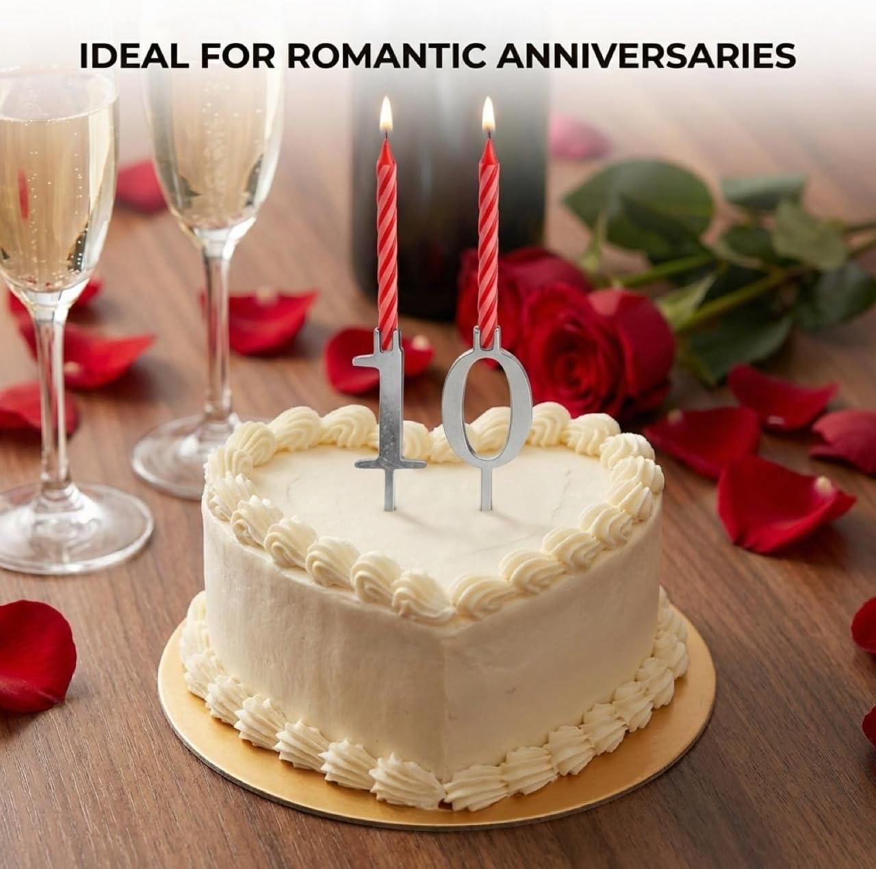 20 PCS (2 Sets) Reusable Number Candle Holder Set for Birthday Cakes - Metal Number Candle Holders Stand - Silver Cake Topper Decorations