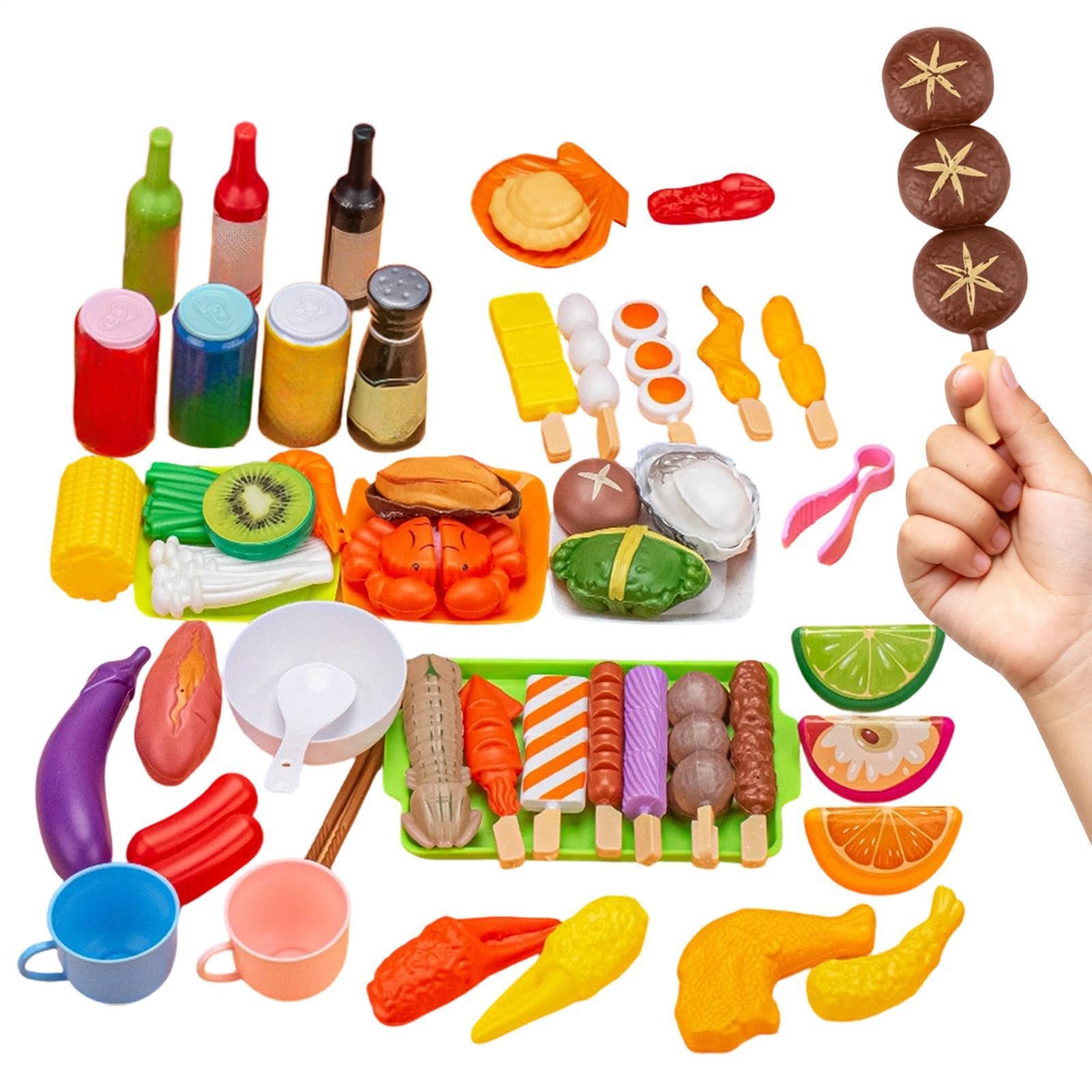 Barbecue Play Set - Colorful Complete Educational Kitchen Accessories,Kids Grill Playset Food Toy - for Prechoolers Kindergarten Students Boys Girls Daughter