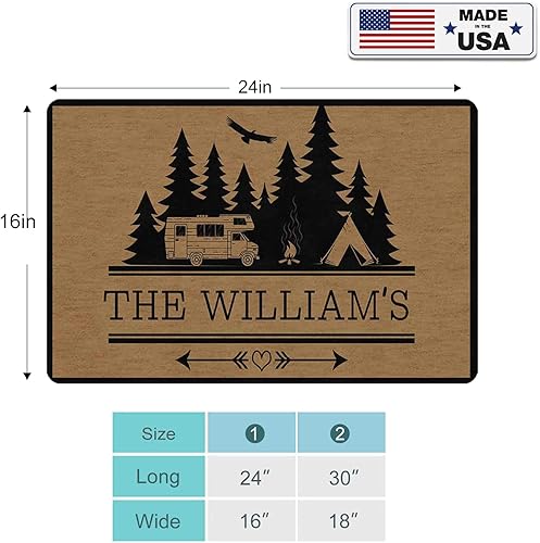 Miniatura 50 de Magimagine Tapete personalizado para puerta de camping con texto, tapete personalizado para cámper, accesorios personalizados, decoración de Multi
