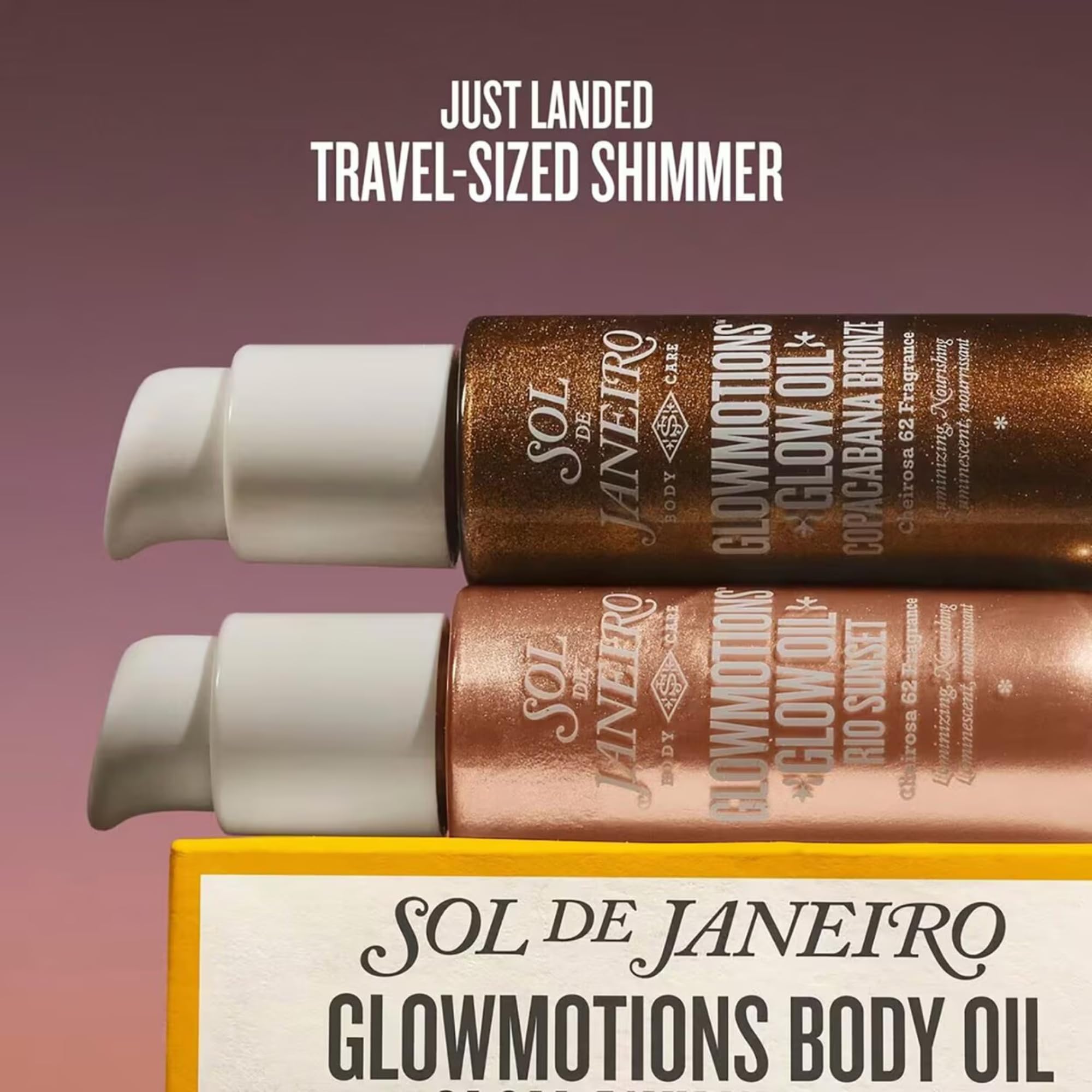 Sol de Janeiro Glowmotions Body Oil Set, Copacabana Bronze und Rio Sunset, Schimmerndes Körperöl mit Cupuaçu-Butter und Acai-Öl, Cheirosa '62 Duft, 4 Flaschen