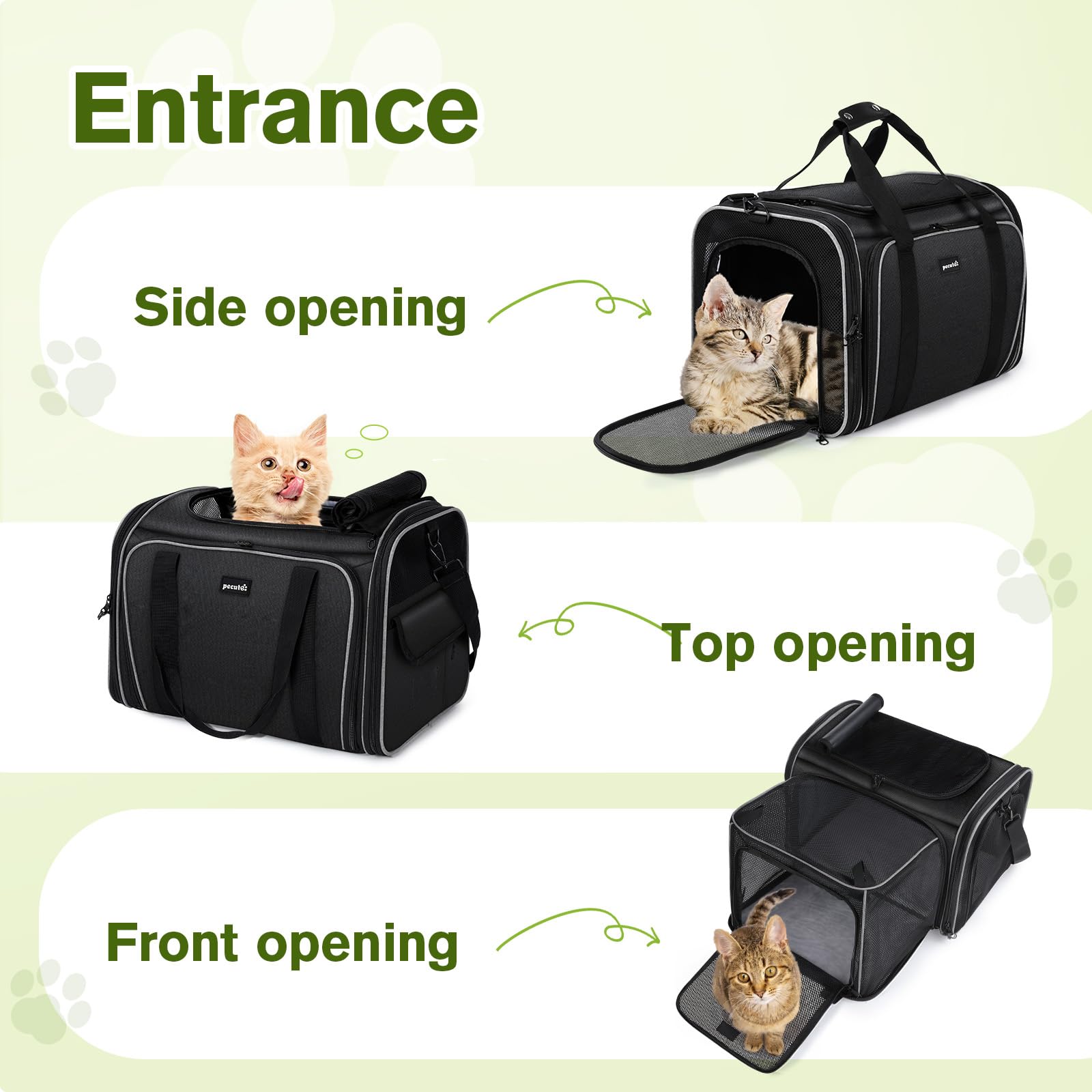 Pecute Cat Carrier Expandable, Extra Large Pet Carrier Bag, Foldable Cat Carrier Bag with Breathable Mesh, Pet Carrier Transport Bag for Dogs and Cats, with Shoulder Strap and Pet Bowl - image 5