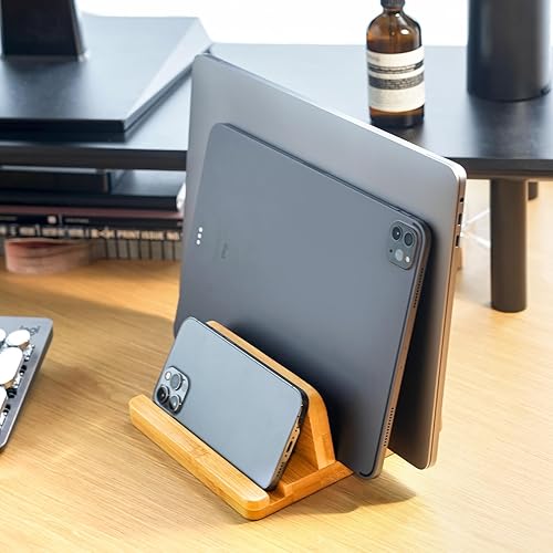 Miniatura 8 de Soporte vertical para laptop para escritorio, soporte doble con base ajustable de 0.98 a 1.77 pulgadas, se adapta a todos