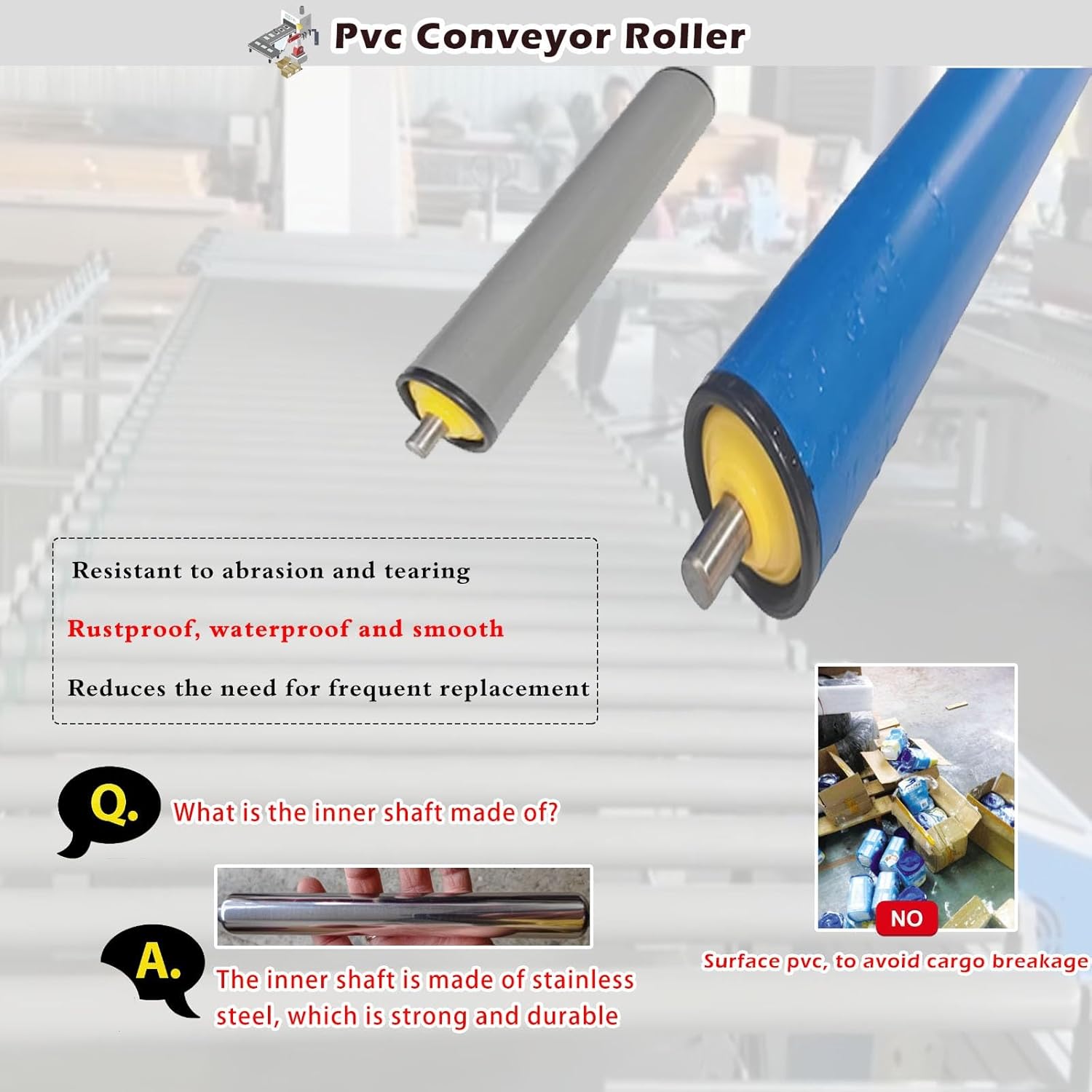 Commercial Gravity Conveyor Rollers Replacement - 5/10/15 Pack, 16-40 Inch Long, 50MM Diameter (2''), Ideal for Assembly Line & Table Saw Use - Durable & Reliable
