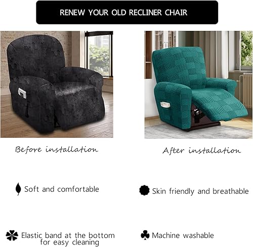 Miniatura 5 de Fundas grandes para sillas reclinables, fundas de sofá elásticas para niño perezoso, bolsillo lateral, fundas de cojín reclinables, fundas