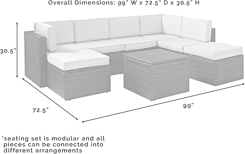 Miniatura 5 de Crosley Furniture KO70008BR-GY Palm Harbor - Juego de asientos seccionales de mimbre para exteriores, 8 piezas, color marrón con cojines grises