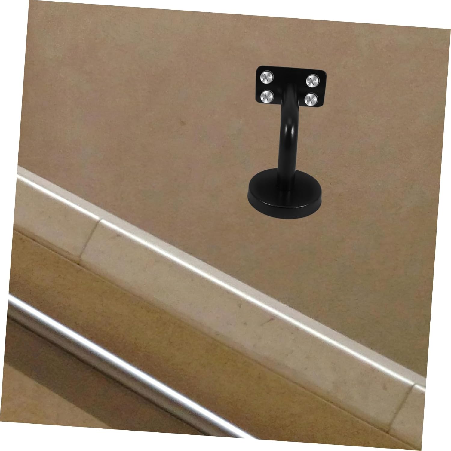 DOITOOL 5pcs Black Stainless Steel Handrail Support Brackets Wall-Mounted Stair Rail Brackets for Hotel Office Gym and Home Use Easy to Install and Elegant Design