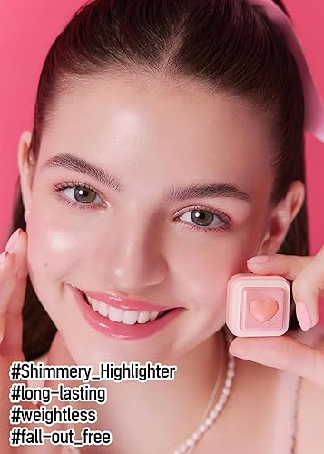 Miniatura 2 de COLORGRAM Milk Bling Heartlighter 01 Peach Heart  Resaltador cremoso versátil sedoso con acabado brillante, brillo suave y natural, perfecto para