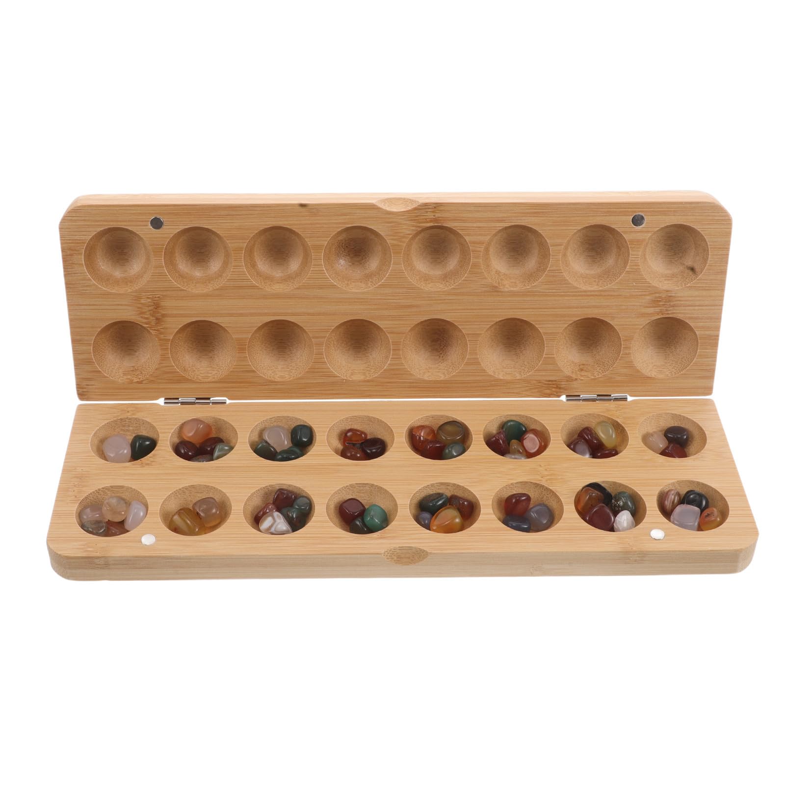 Juego de Mancala Infantil Plegable de Bambú y Piedra, 1 Juego Educativo