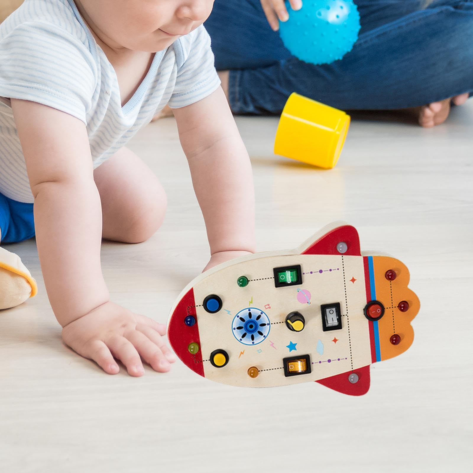 Tableau D'activités Sensoriel En Bois, Jouet éducatif pour Le Développement de La Motricité Fine et La Manipulation Interactive, Adapté Aux Enfant, Fusée