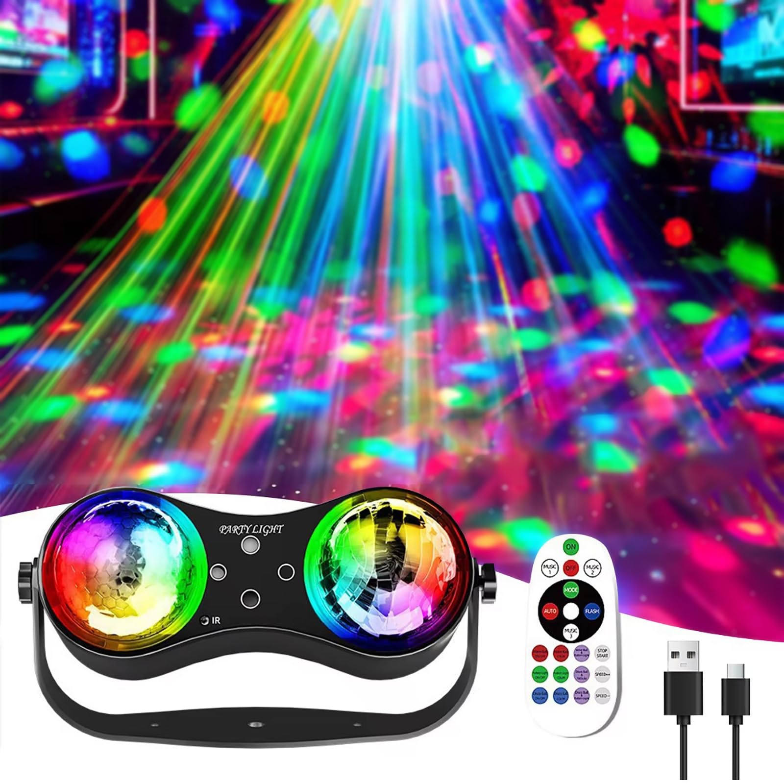 Luci Da Discoteca"Double Ball" 3-In-1,Effetti Spettacolari,Con Telecomando