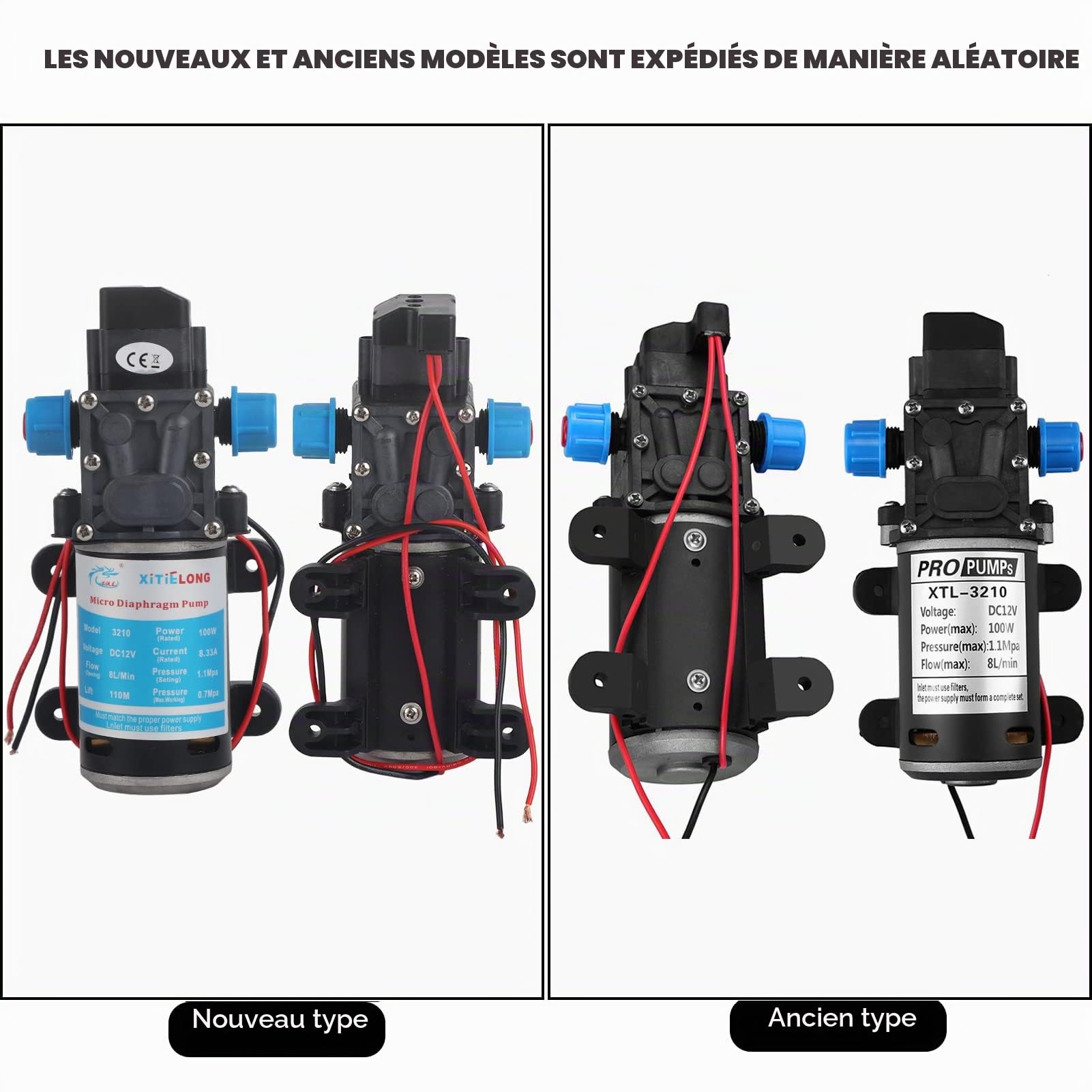 Wakects Pompe à Eau Haute Pression 12V 100W, Auto-amorçante 8L/Min, pour Camping Car, Bateaux, Caravanes, Jardin