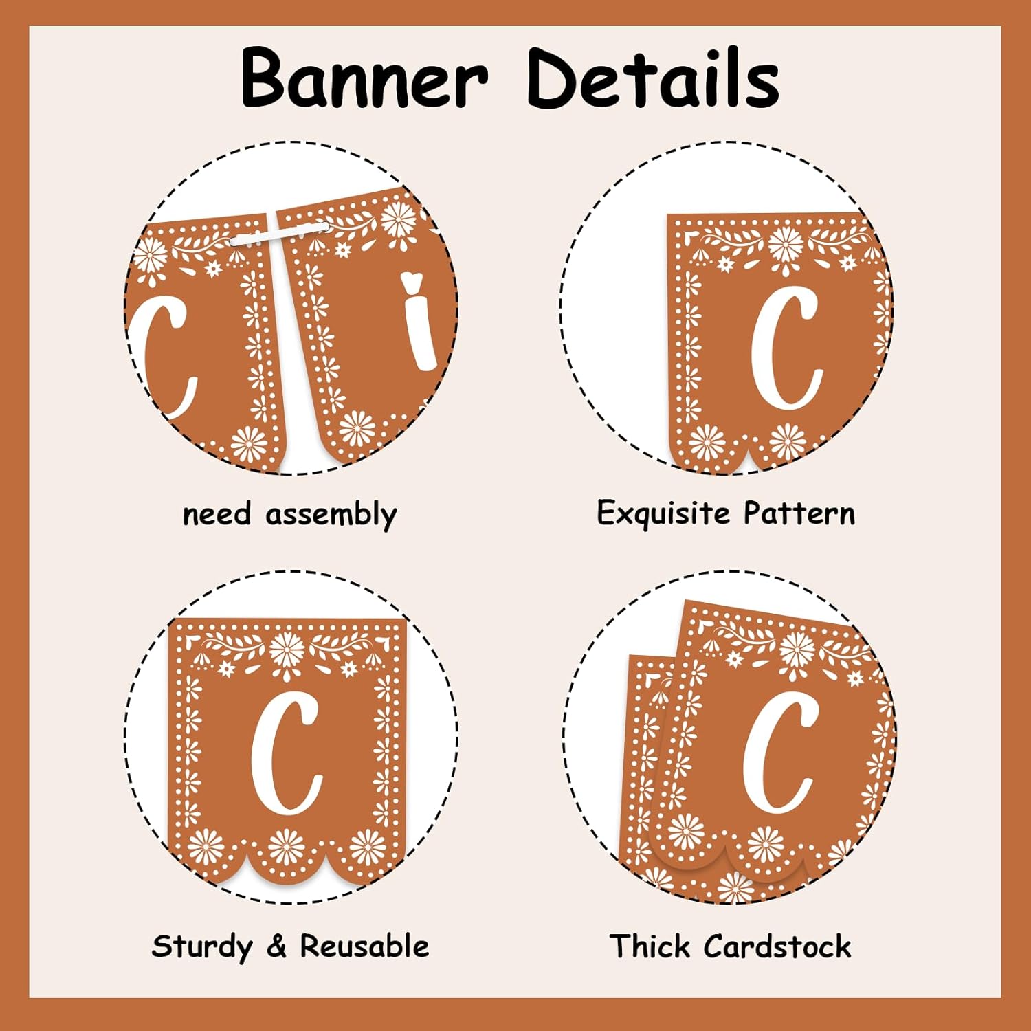 Jollyboom Cielito Lindo Baby Shower Decorations, Mexican Welcome Baby Shower Decorations Banners for Cielito Lindo Brown Fiesta Party