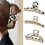 Big Hair Claw Clips Checker Claw Butterfly Barrettes Claw Clips for Women Lattice Design Acetate Claw Clips Metal Hair Clip for Girls Large Hair Accessories for Long Thick Hair 3 Pcs