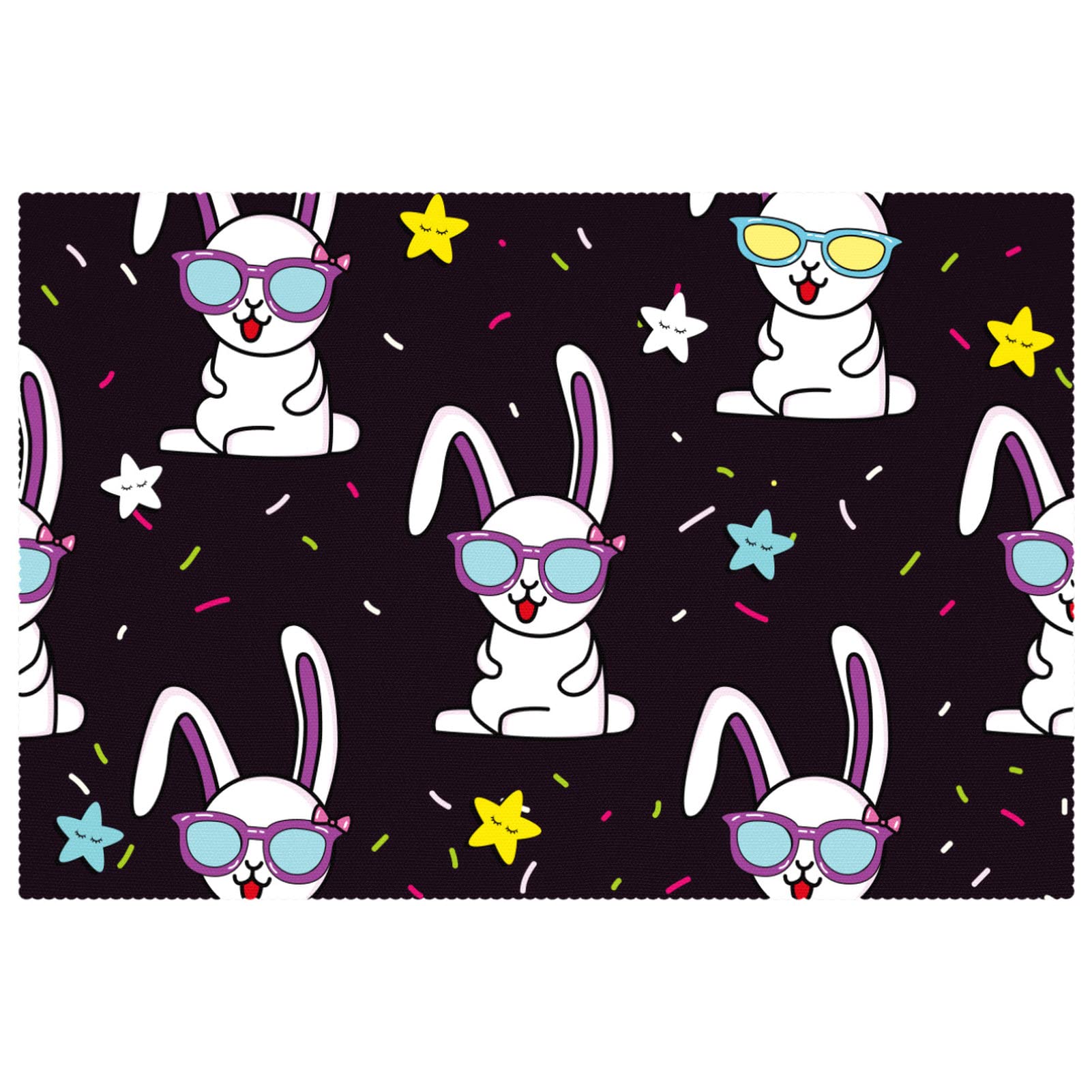 Set de table lapin et étoiles lot de 6 lavables pour repas enfant 30x45 cm