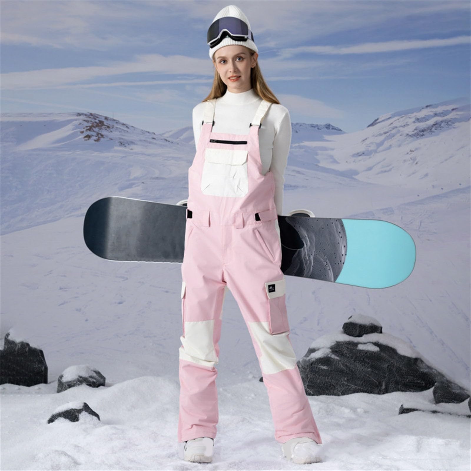 Overol de esquí impermeable para mujer, pantalones de snowboard aislados, overol de invierno con forro polar transpirable, pantalones de esquí térmicos ajustables