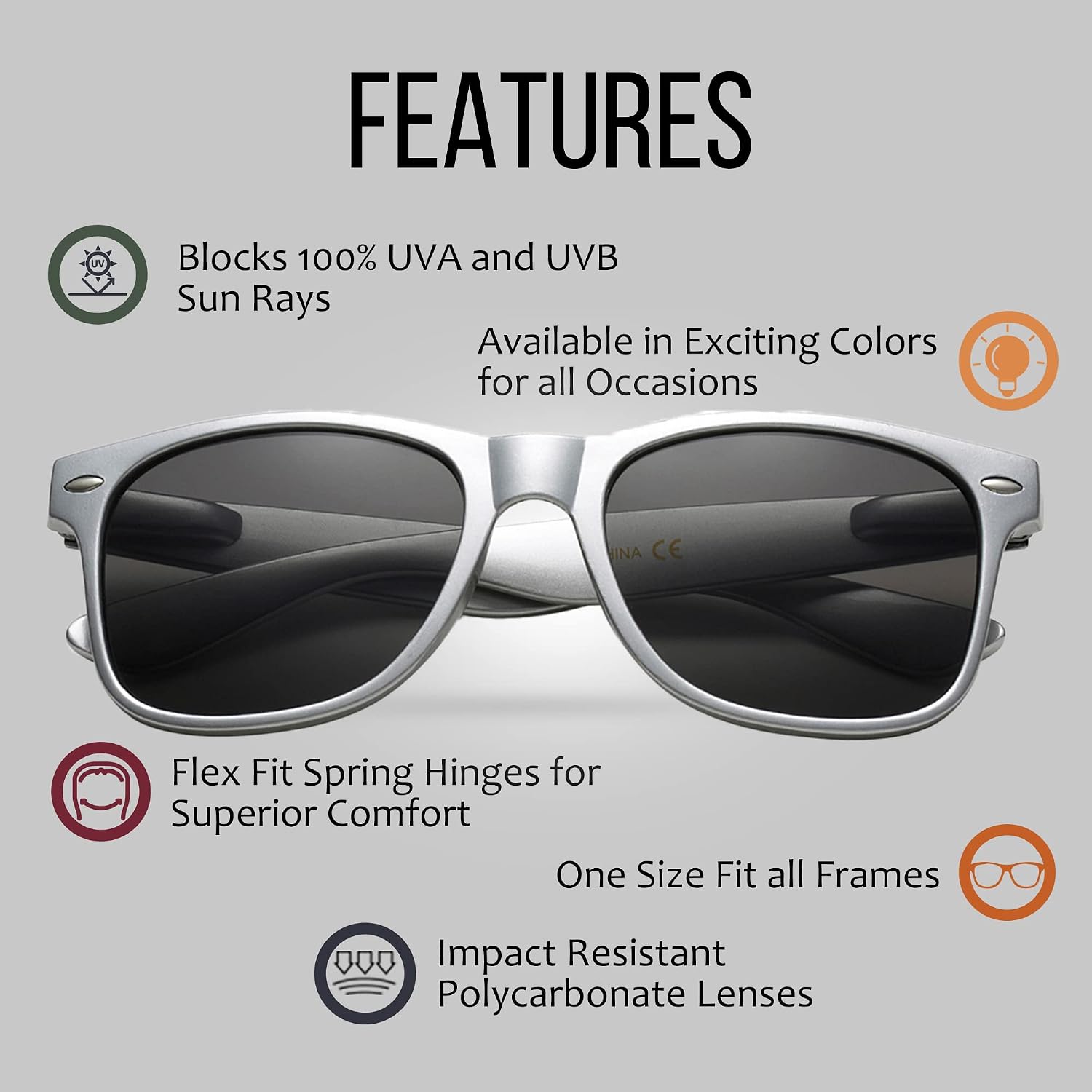 UV Protection Sunglasses Men & Women – Lightweight & Durable Unisex 80’s Retro Shades with Flexible Hinges, Bulk 10-Pack