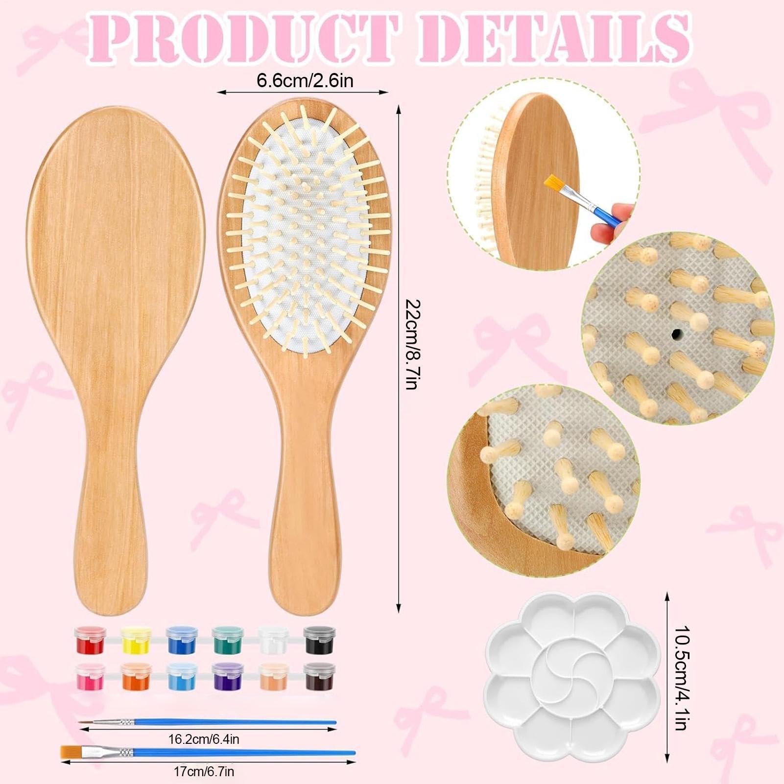Set di Pennelli in Legno per Pittura Kit Fai Da Te Spazzole per Capelli | il Pettine di Legno Per Artisti Adulti Donne Principianti Arte Hobbistica Famiglie Compleanno Vacanze