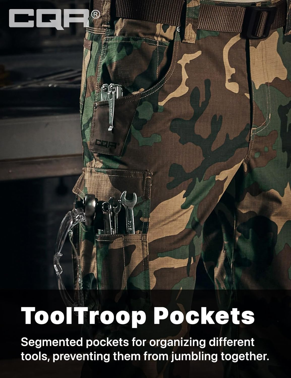 CQR Men's Quick Dry Work Pants, Water Resistant Outdoor Tactical Pants, Lightweight Stretch Cargo Hiking Pants - Image 4