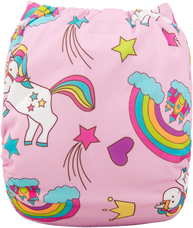 ALVABABY Cloth Diaper One Size Adjustable Reuseable Washable Nappy One Pack with 2 Inserts H071