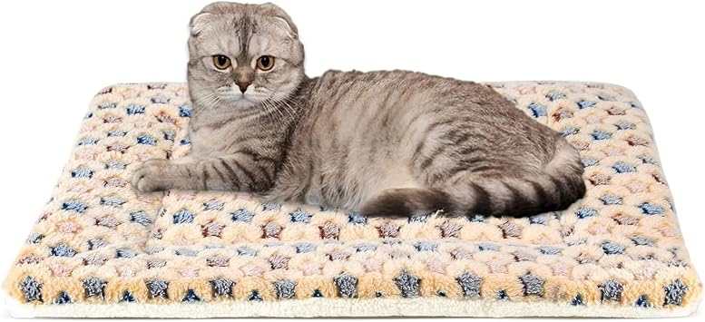 Mora Pets Cat Bed Ultra Soft Dog Crate Pad Star Print 14 x 17.5 inch Brown