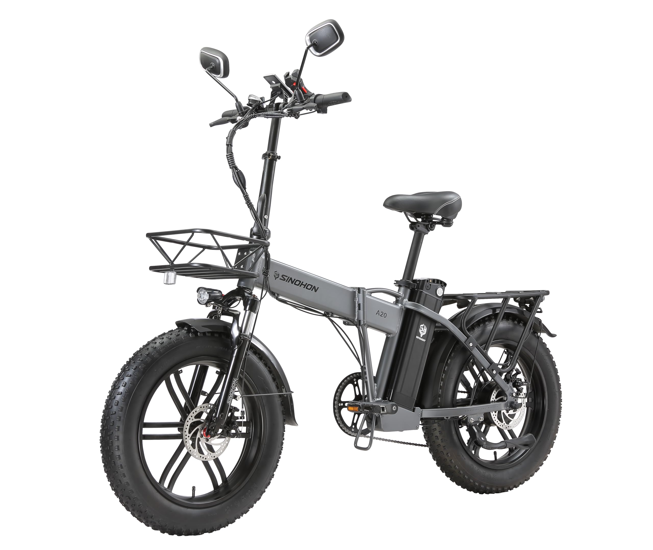 A20 Bici Elettrica Pieghevole 250W | 20" × 4.0 Fat Tire E-Bike Adulto | Doppia Batteria: 48V 18AH | Fino a 100KM di Autonomia | Sospensione anteriore | 7 Velocità