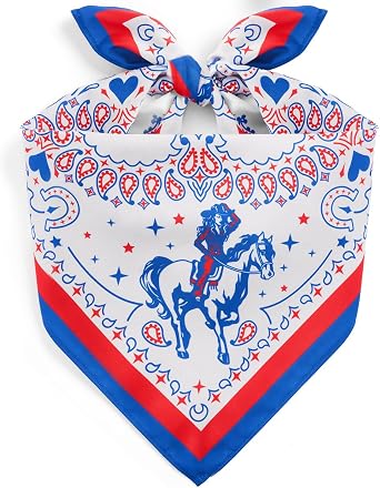 xo, Fetti American Cowgirl Bandana, 27" x 27" | Last Rodeo Bachelorette Party, Western Birthday Accessory, Cowboy Head Scarf, USA Decorations, Bridesmaid Gift, Bach Favor