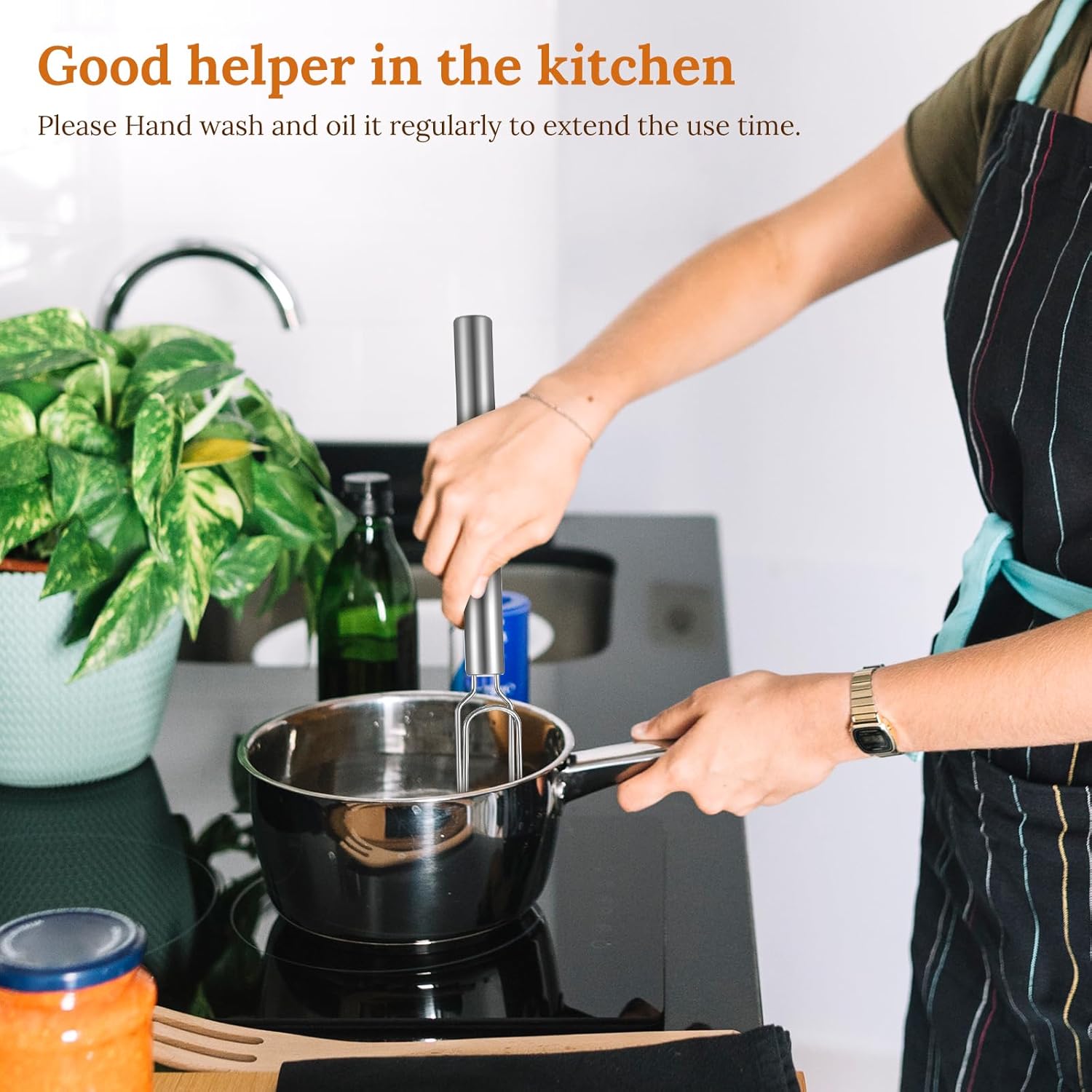 1 Pc Danish Dough Whisk for Sourdough Starter, Stainless Steel Whisk Flat Dough Hook, Mixer Hand Tool for Sourdough, Pizza, Pastry, Cake Batter - Image 6