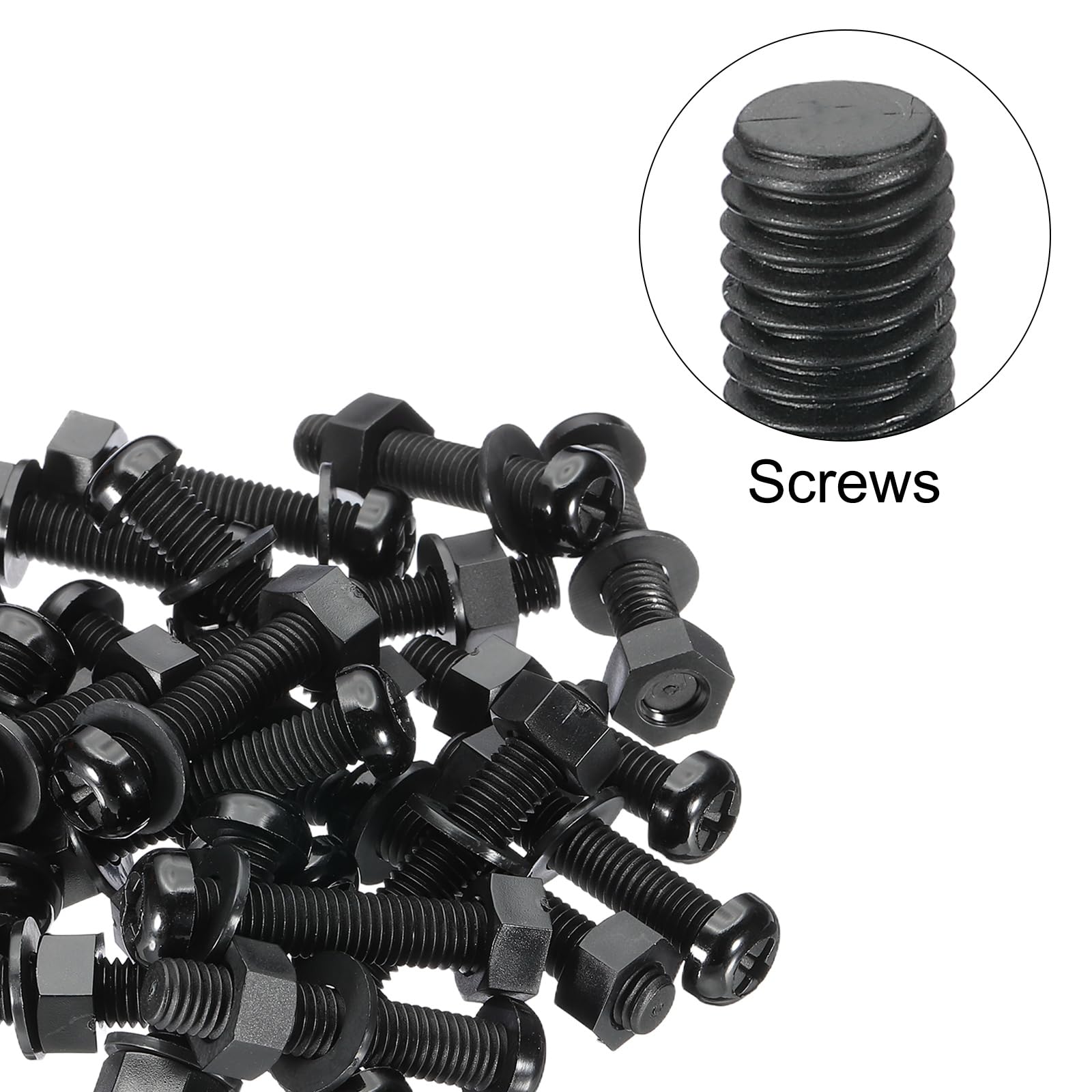 PATIKIL M8x40mm Black Nylon Bolts Plastic Nuts Full Thread Head Screws, 24 Pcs, M8*40mm - Image 4