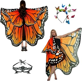Halloween Costumes Women Adult Butterfly Costume Wings Cape with Lace Mask and butterfly Headband