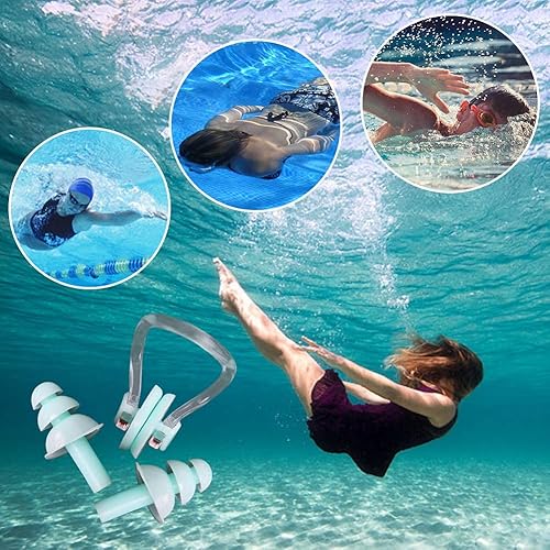 Miniatura 6 de UPINS 14 juegos de pinzas de nariz de silicona impermeables para natación, tapones para los oídos para adultos y niños, protector de nariz para