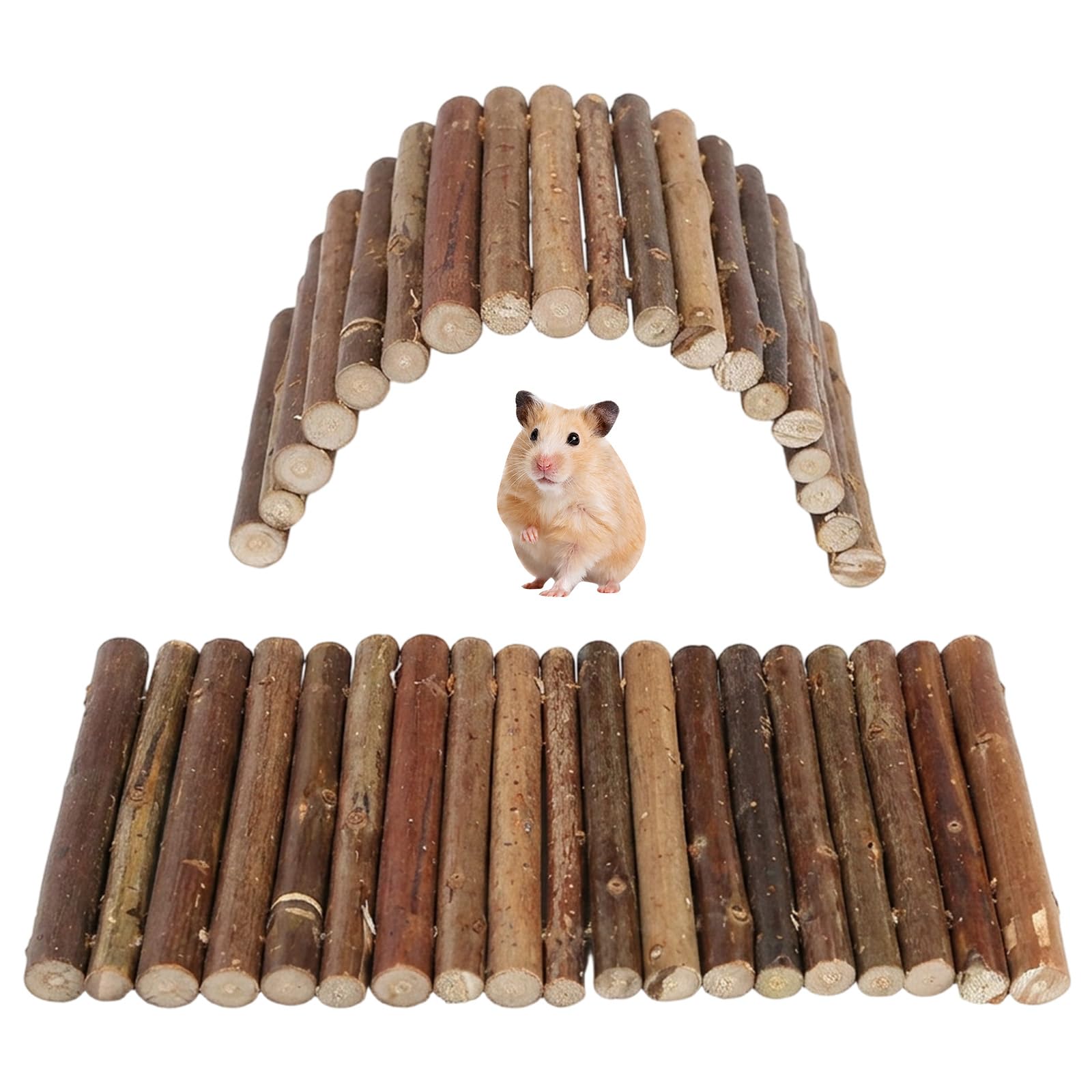 2Pcs Small Bendable Wooden Hamster Bridge, 10x20cm Wooden Hideout and Cage Divider Fence for Guinea Pigs, Reptiles, and Small Pets