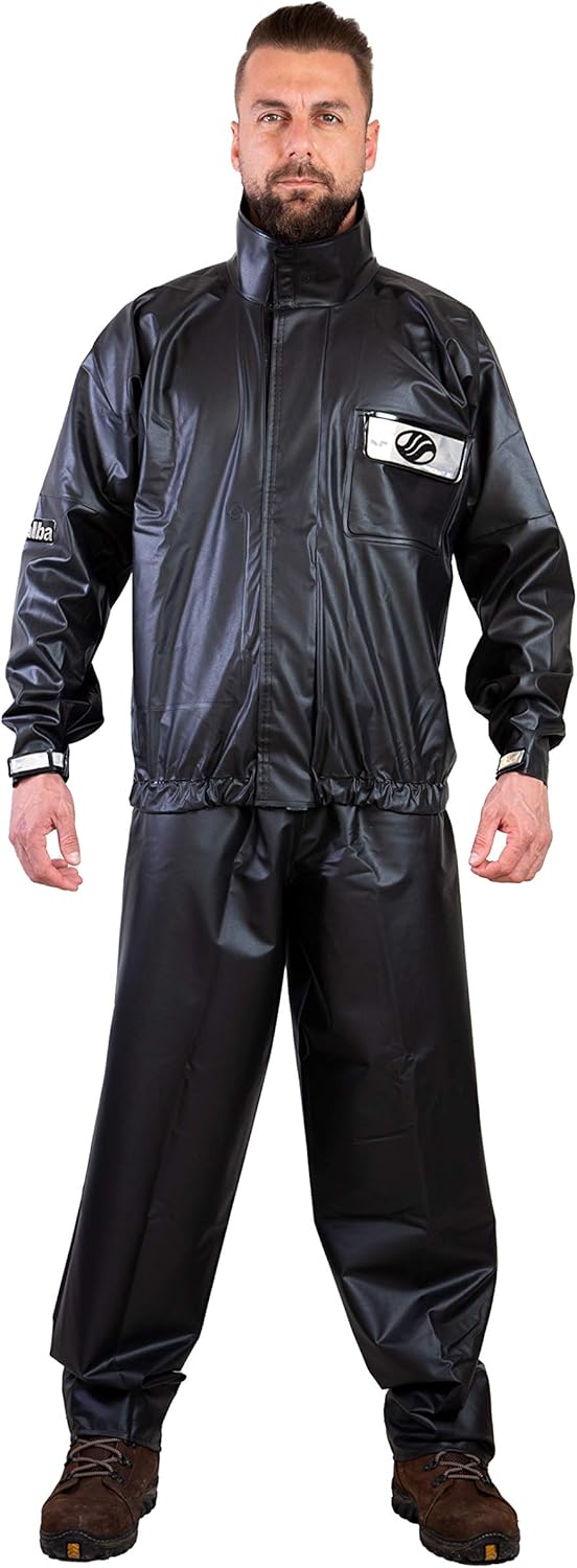 ALBA Waterproof Rain Suit for Motorcycles (Large) (Black) : Automotive