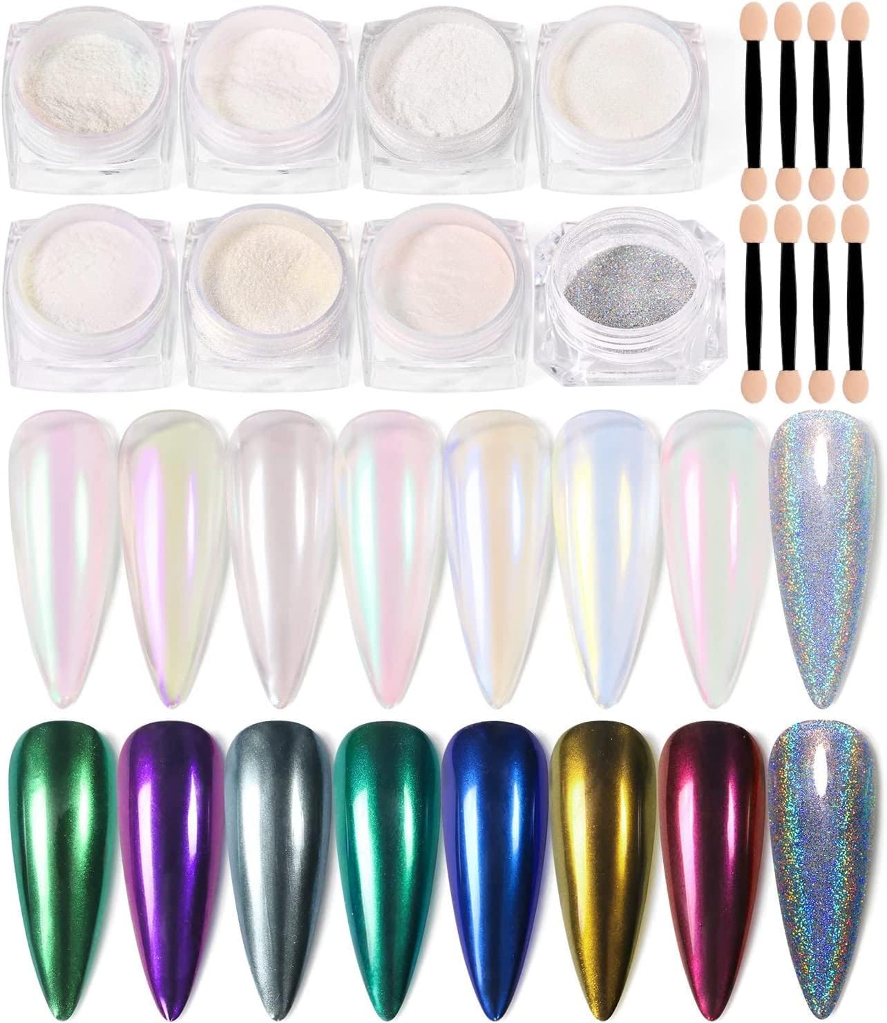 8 White Chrome Powder, Pearl Chrome Powder with Mirror