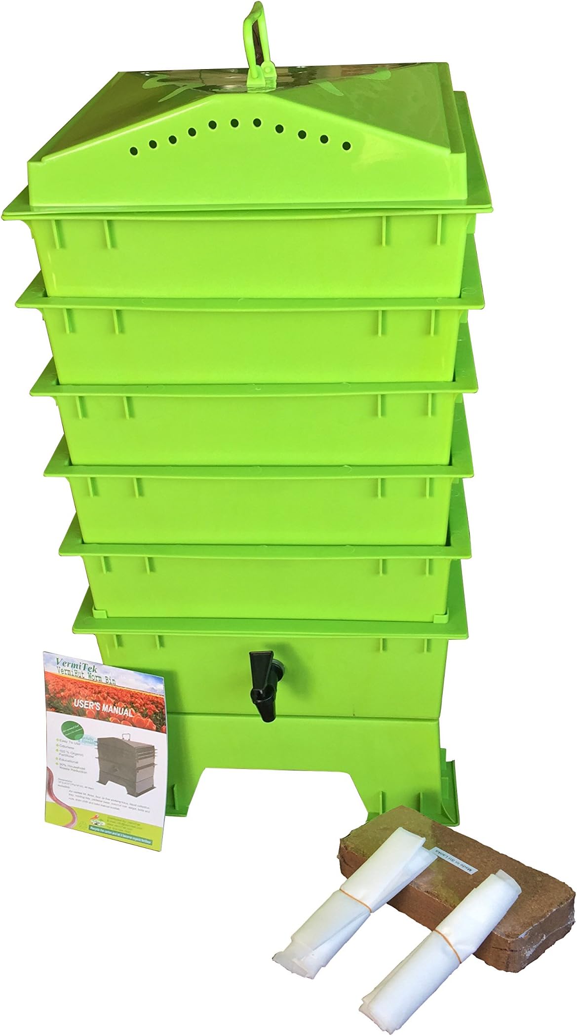 5-Tray Worm Compost Bin, Lime Green