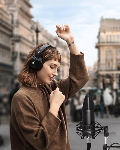 Miniatura 2 de SUUNTOK XLR Micrófono TM020 - Micrófono cardioide de grabación profesional de diafragma grande chapado en oro de 1.339 in, para estudio, transmisión