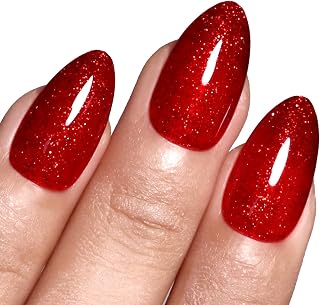 Imtiti Glitter Gel Nail Polish, 0.5 Fl Oz Christmas Red Glitter Gel Polish Soak Off LED U V Shimmer Sparkle Nail Gel Polish Fall Winter DIY Nail Art Starter Manicure Salon for Women Girls