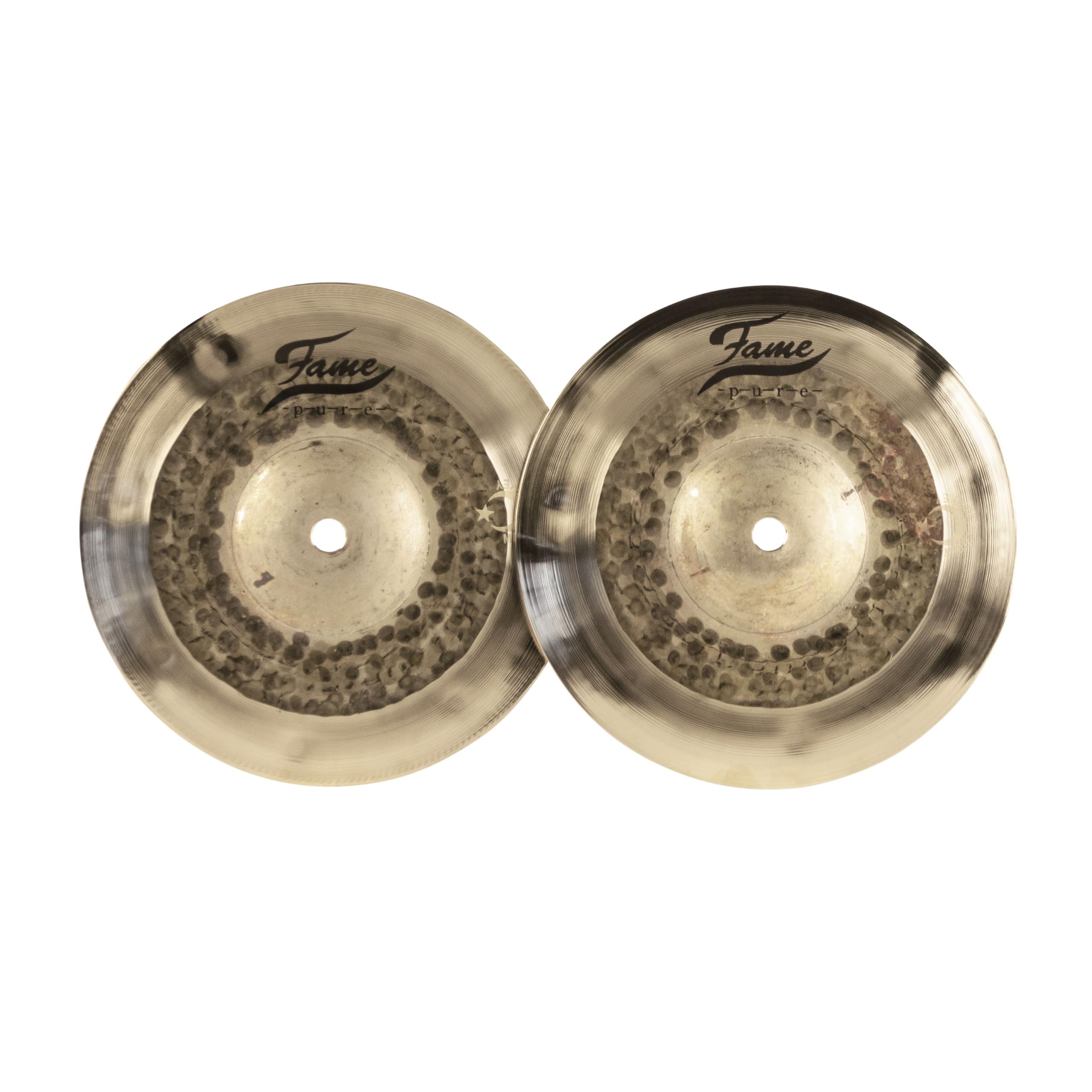 Fame Pure Hybridual 12" Hi-Hat Cymbal, Handgehämmert B20 Bronze, Hybrid Finish, Dünn, Schnelle Ansprache, Komplexer Sound, Erdiger & Voller Klang, Handmade in Turkey, Ideal für Studio & Bühne