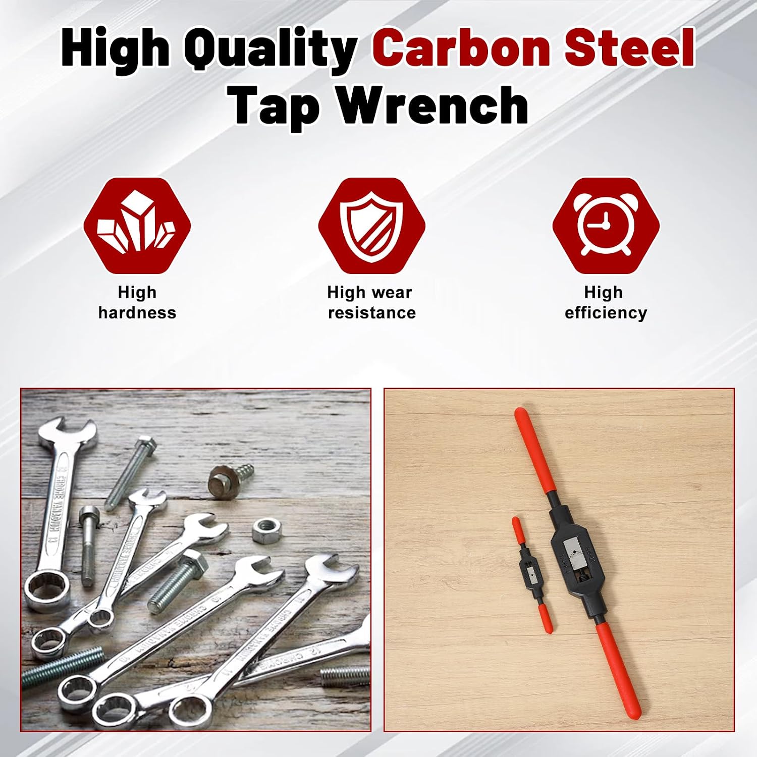 2Pcs Adjustable Tap Wrench Plastic Dipped Non-Slip Handle Tool Ratcheting for Tap Reamer, (1/4"-3/4",1/16"-1/4") Pre-Oiled for Protection