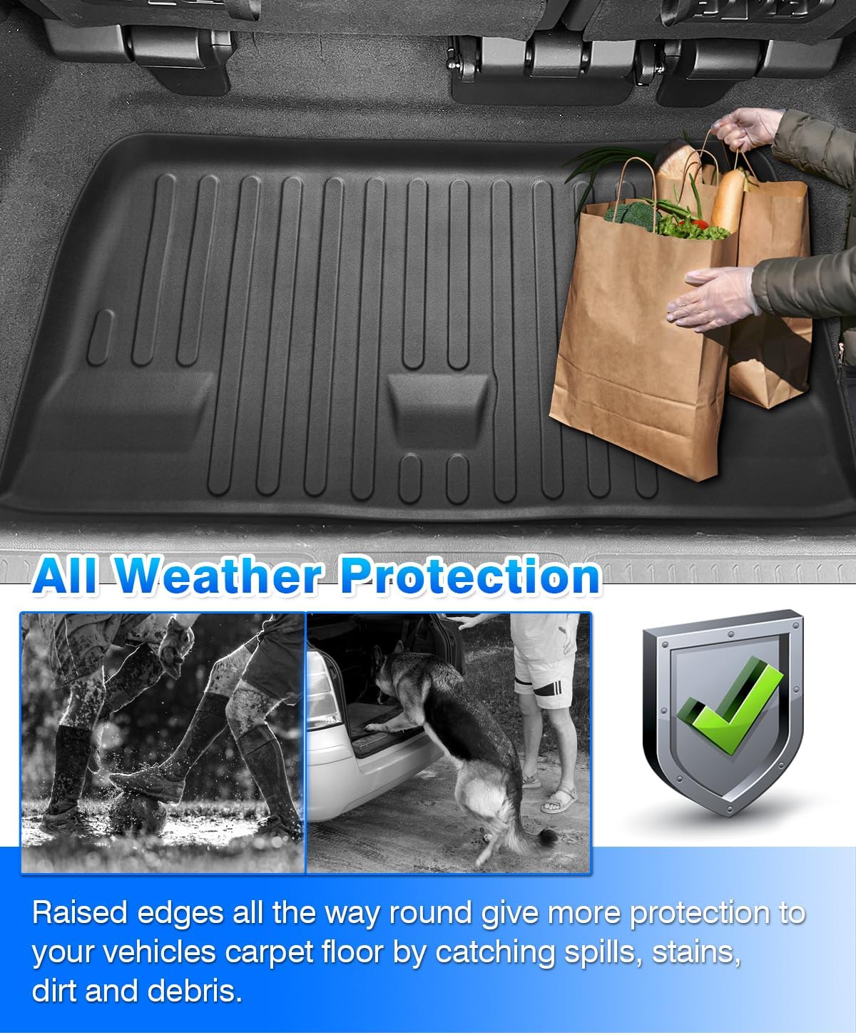 Odyssey Floor Mats & Cargo Liner Fit for Honda Odyssey 2018-2024 2025, All Weather Floor Liner and Trunk Mat for Odyssey Accessories, Heavy Duty TPE Black - Image 6